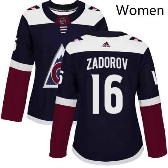 Womens Adidas Colorado Avalanche 16 Nikita Zadorov Authentic Navy Blue Alternate NHL Jersey